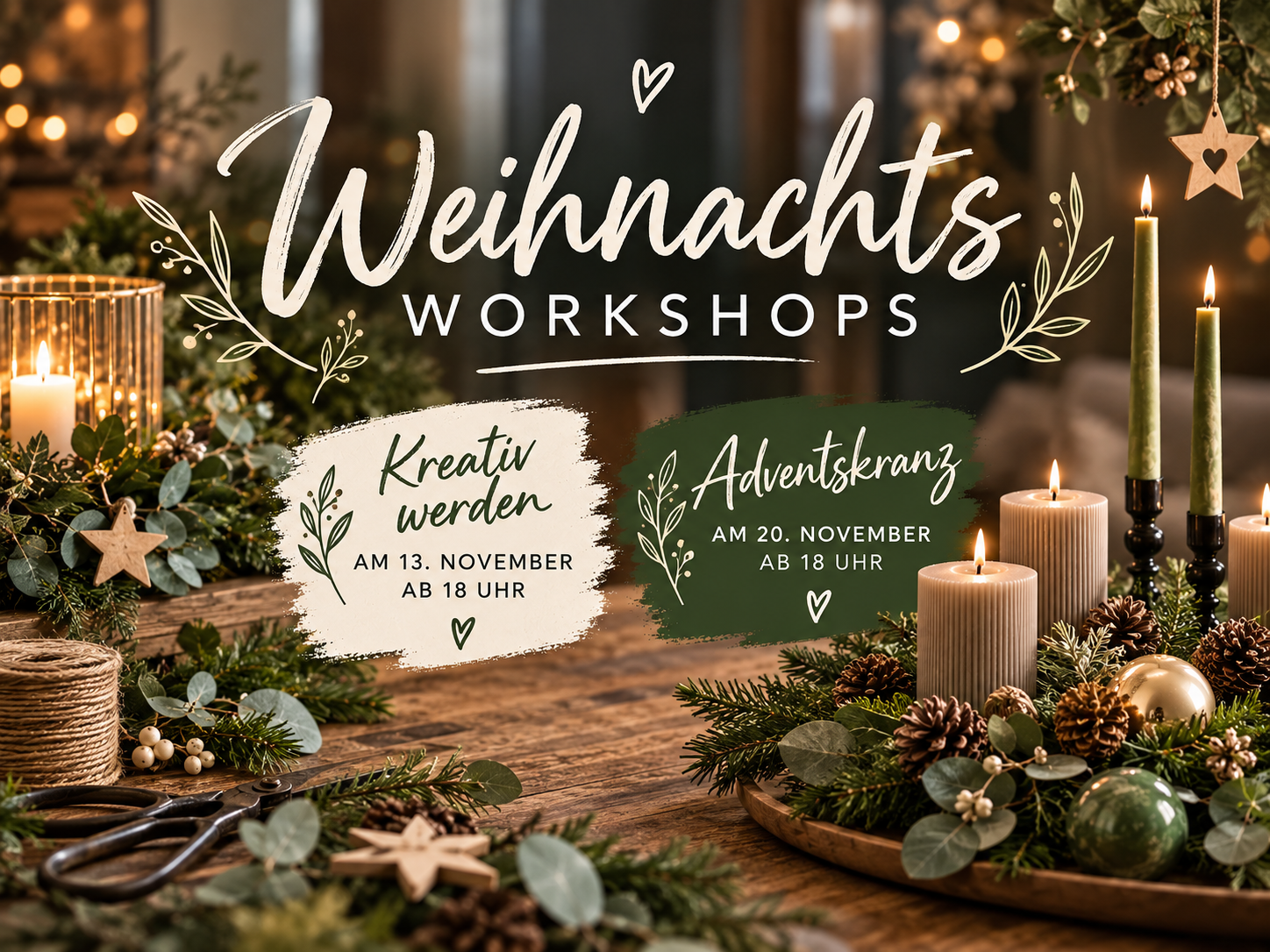 Weihnachts-Workshops im Kerzenschein